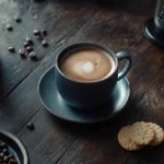 A cozy coffee setup featuring the best decaf coffee, cookies, and a warm blanket.