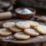 Easy homemade 3-ingredient sugar cookies on a parchment paper-lined tray.