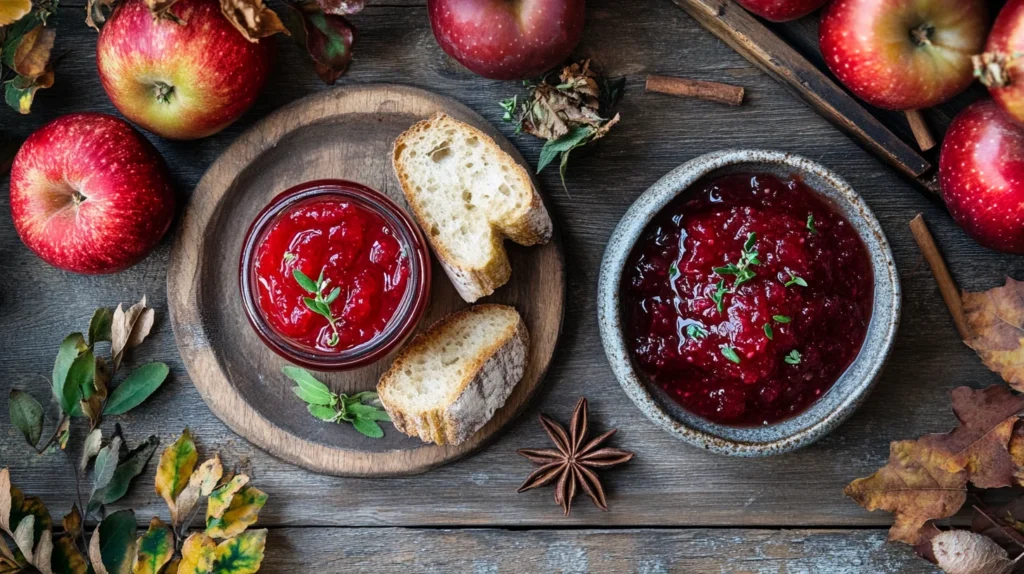 A jar of homemade crab apple jelly with a rich, glossy texture.