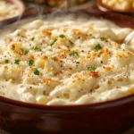 A delicious serving of white macaroni and cheese with a perfectly creamy texture.