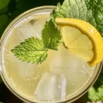 Citrusy Lemon Balm Drink served in a glass with ice and garnished with fresh mint leaves.