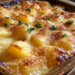 A warm and inviting Pineapple Casserole, featuring pineapple chunks and a crisp, buttery topping.