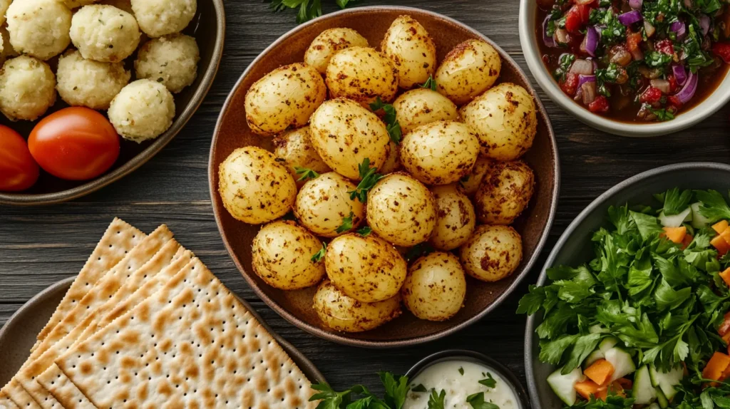 Roasted potatoes seasoned for a flavorful Passover side dish.