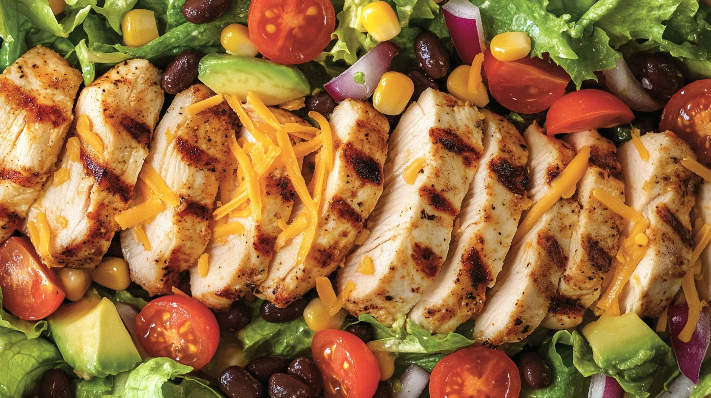 Colorful Southwest Chicken Salad with avocado, corn, and a spicy dressing for a bold flavor.