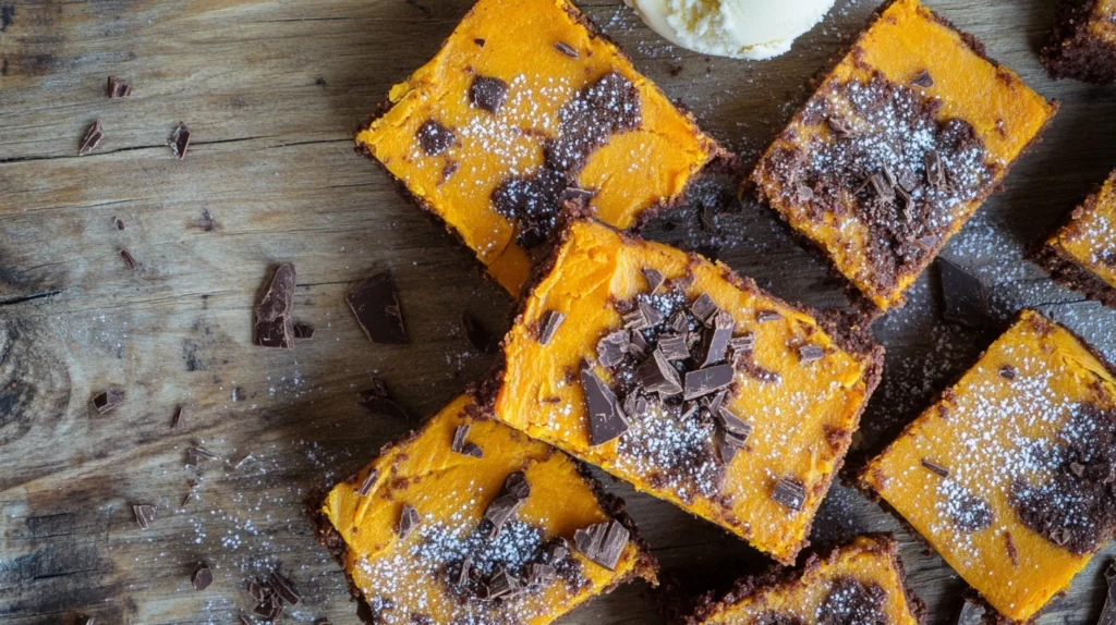 Fudgy sweet potato brownies with a perfect crumb, topped with a light sprinkle of cocoa.