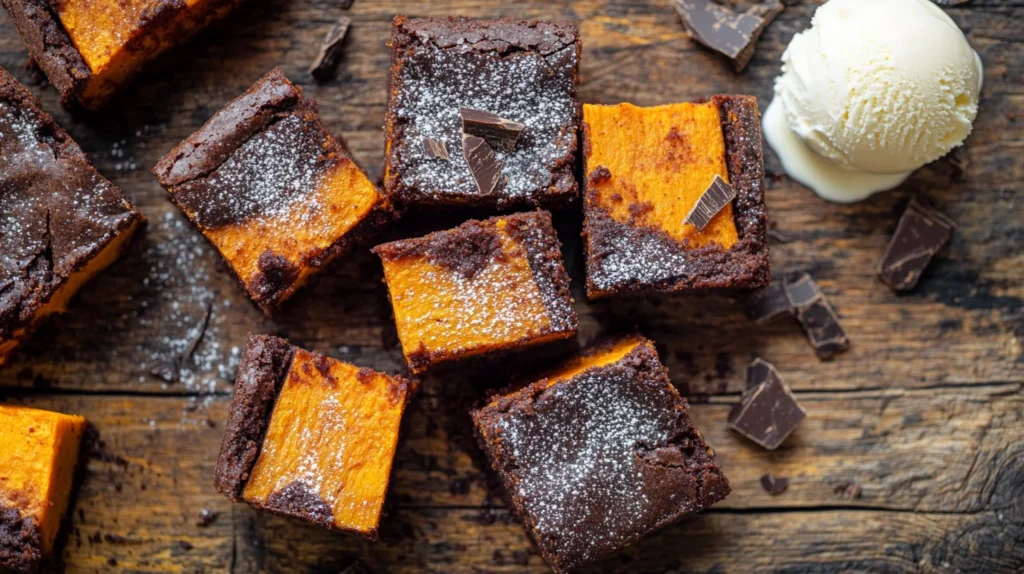 Delicious sweet potato brownies with a moist texture and a rich chocolate flavor.