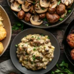 Vegan mushroom risotto, creamy and comforting with perfectly cooked mushrooms.