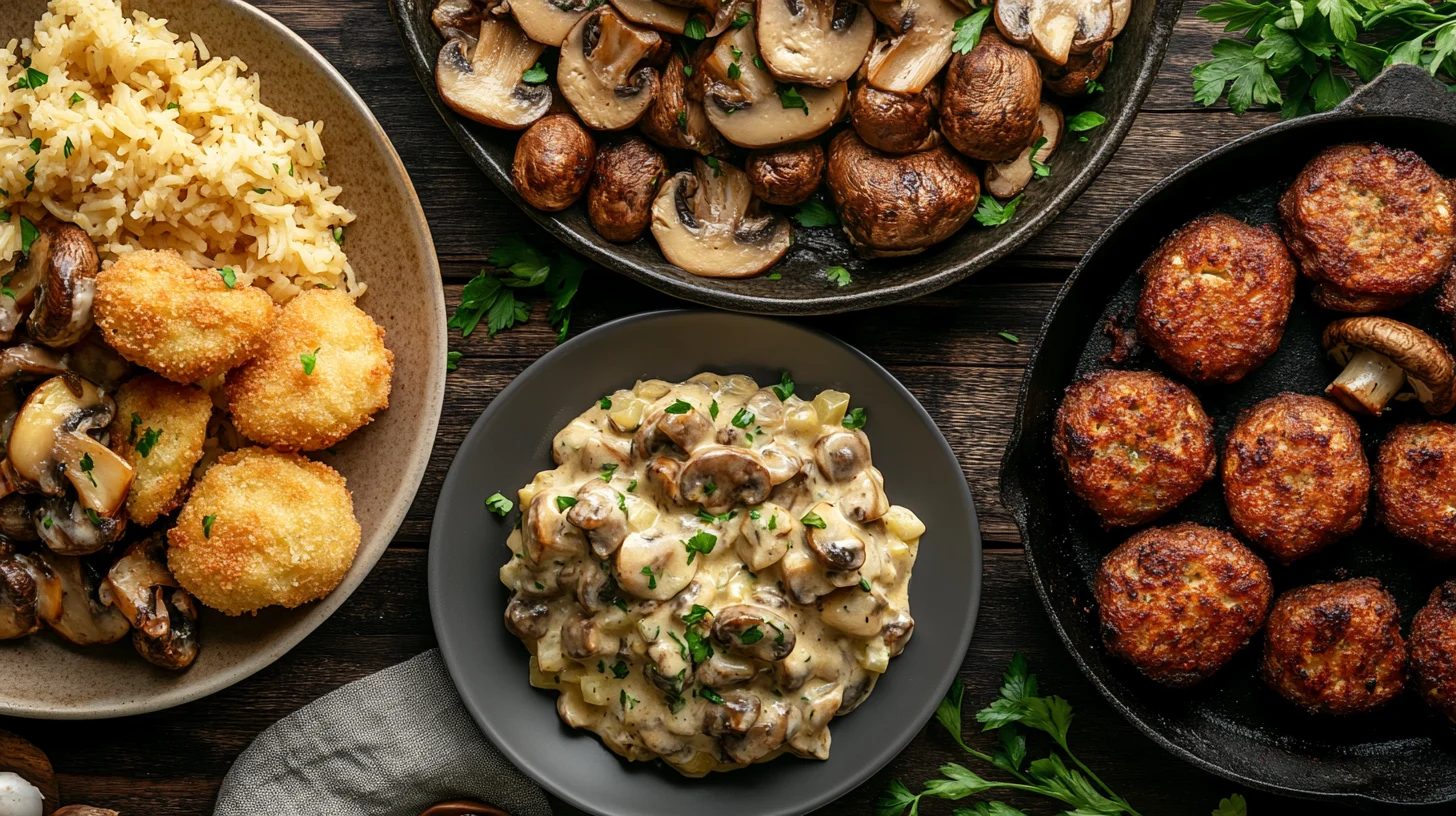 Vegan mushroom risotto, creamy and comforting with perfectly cooked mushrooms.