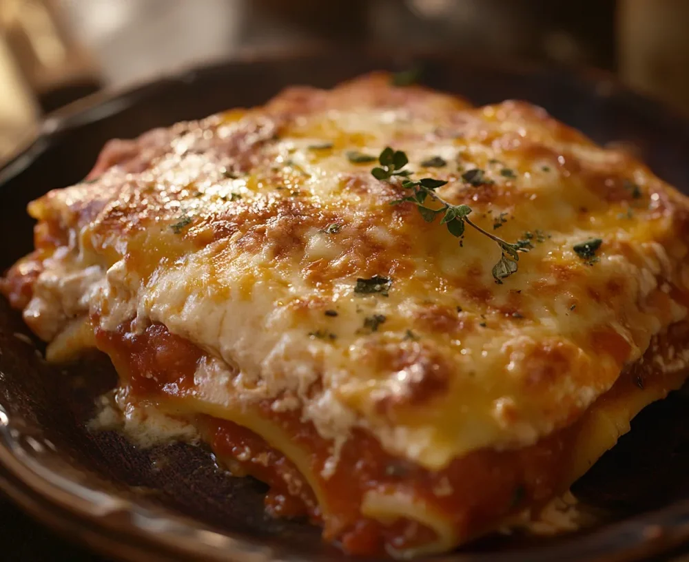 Creamette Lasagna Recipe with layers of cheese, sauce, and pasta.