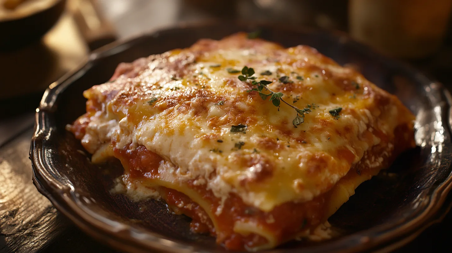 Creamette Lasagna Recipe with layers of cheese, sauce, and pasta.