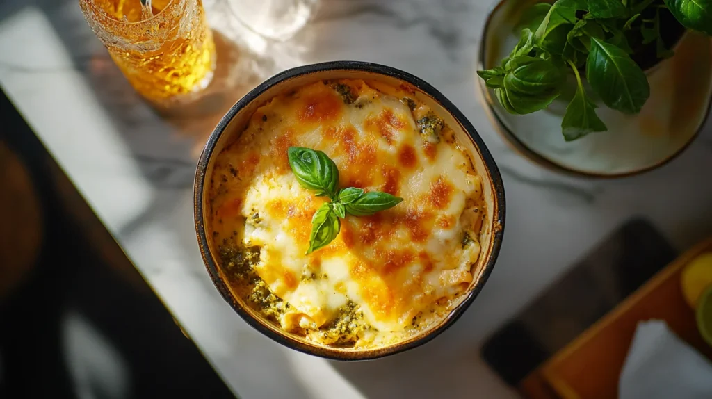 Layered Chicken and Pesto Lasagne Recipe served on a plate.