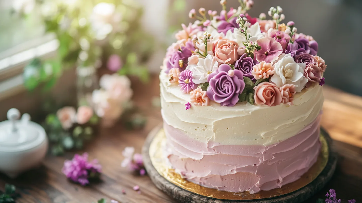 Flower and birthday cake with lilies, creating a memorable celebration.
